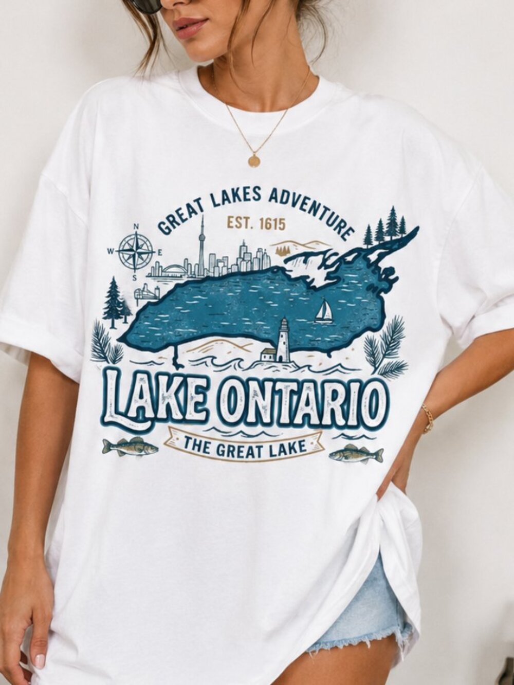 Lake Ontario Great Lakes Resist Vintage Canada Graphic Tee
